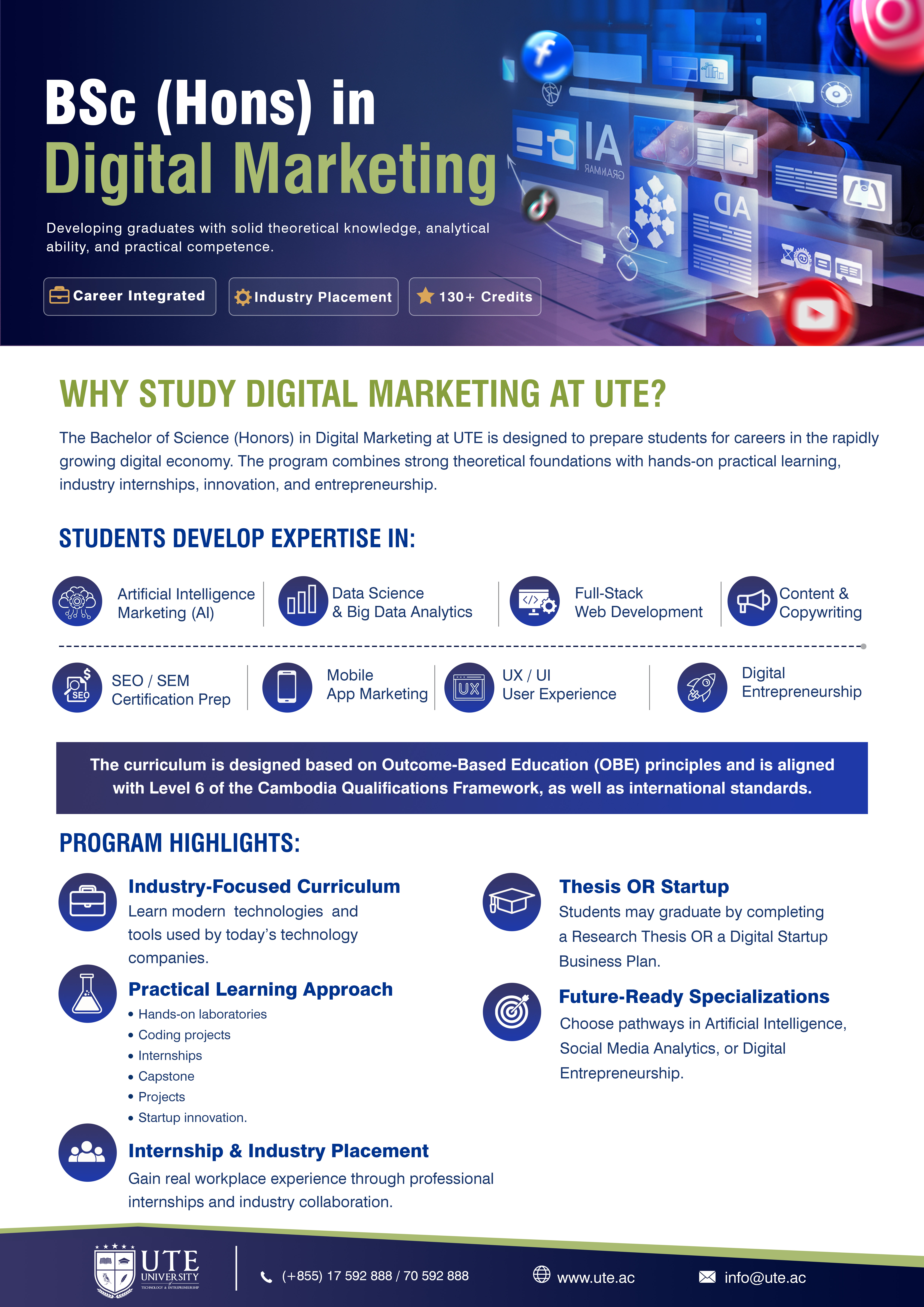 BSc (Hons) in Digital Marketing brochure preview — page 1
