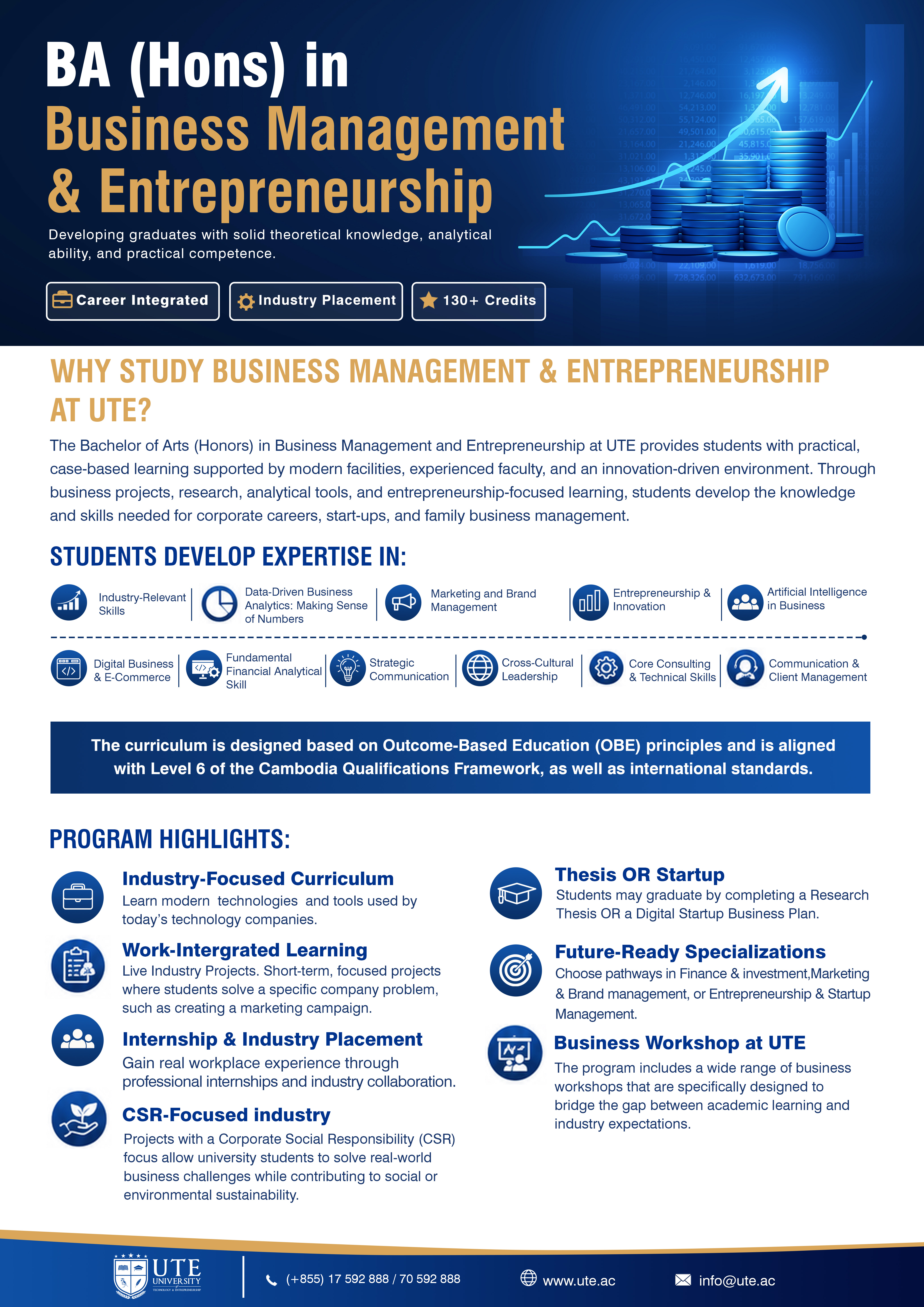 BA (Hons) in Business Management and Entrepreneurship brochure preview — page 1